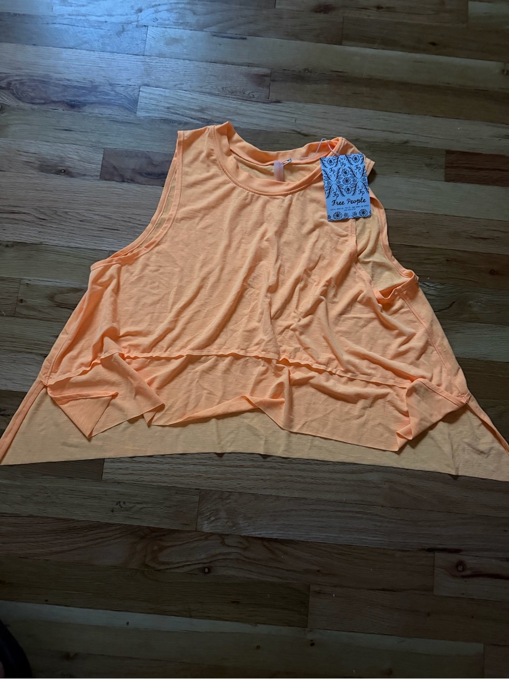 Free People Tempo Tank Orange Light Peach Layered Sleeveless Tank